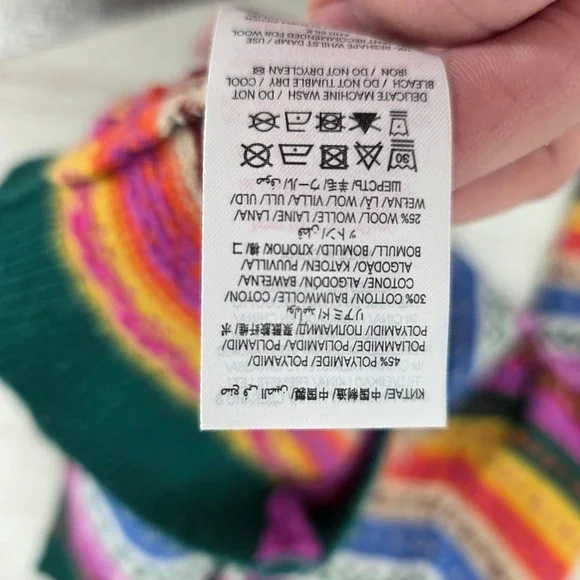 Mini Boden Girls Fair Isle Button Rainbow Multi Stripe Cardigan Size 4-5 Years - Picture 3 of 4